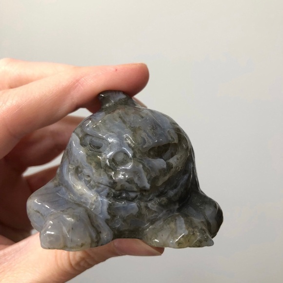Moss Agate Pumpkin Monster Halloween Crystal - Picture 3 of 8